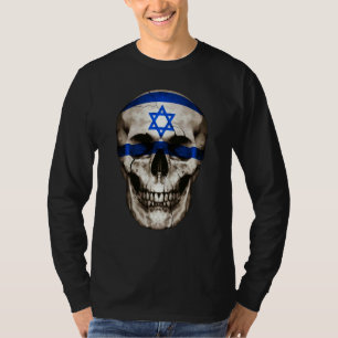 Albania Flag Skull Israeli Roots Proud Patriotic T-Shirt