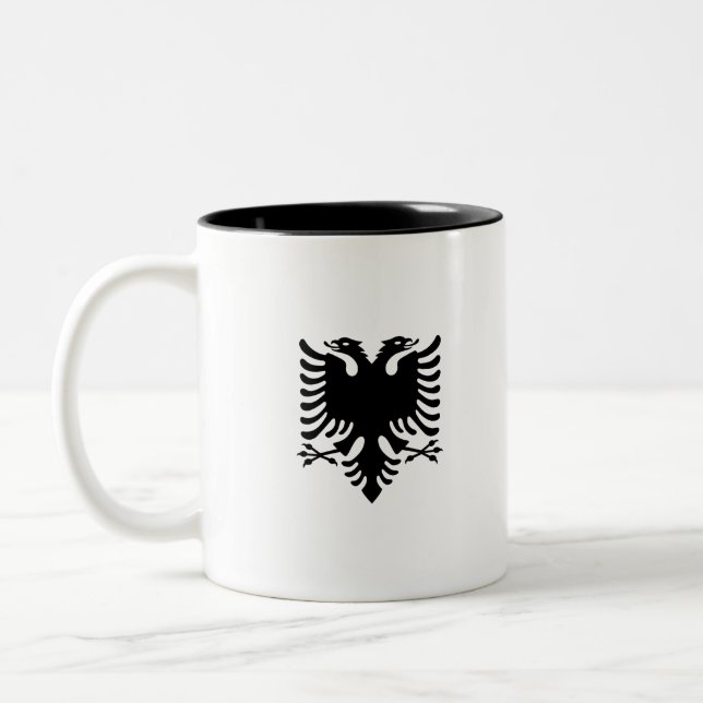 Albania Flag Two-Tone Coffee Mug (Left)