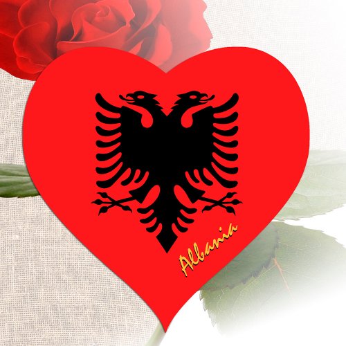 Albania Heart Sticker Patriotic Albanian Flag Heart Sticker
