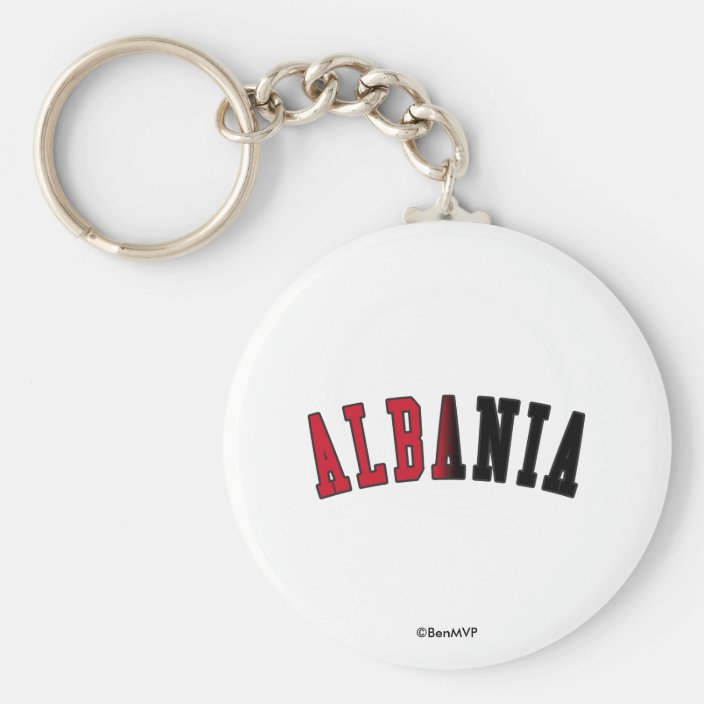 Albania in National Flag Colors Key Chain
