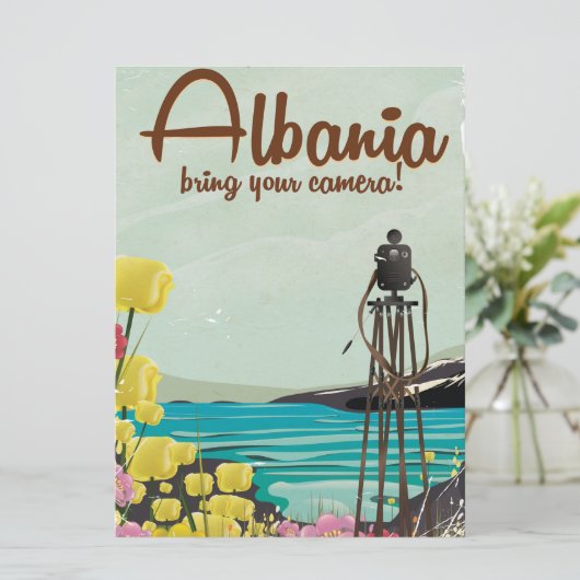 Albania landscape vintage travel poster. (Standing Front)