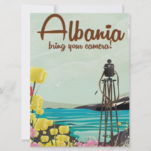 Albania landscape vintage travel poster. (Front)