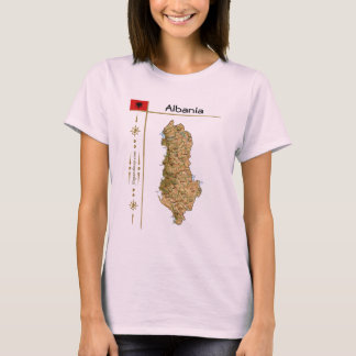 Albania Map + Flag + Title T-Shirt