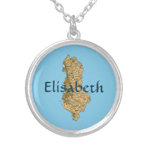 Albania Map + Name Necklace