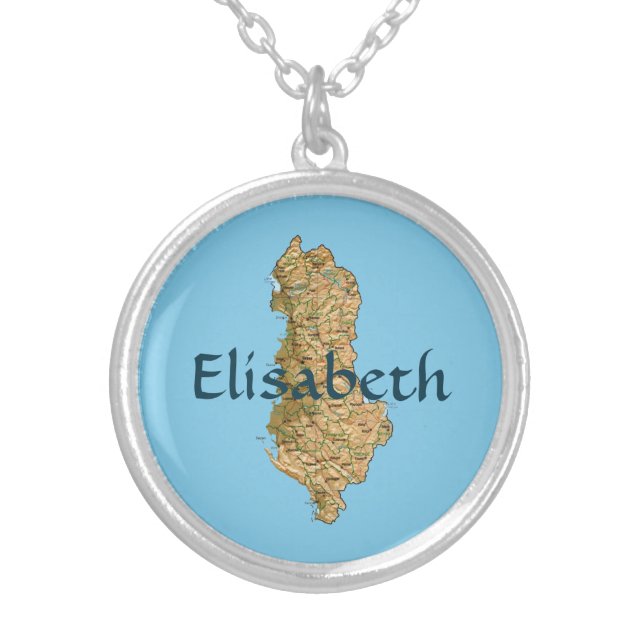 Albania Map + Name Necklace (Front)
