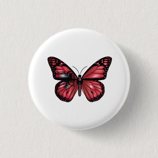 Albania Monarque Butterfly Flag  Button (Front)