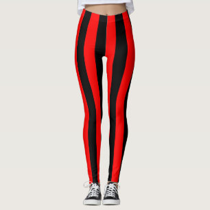 Albania National Flag Colors Vertical Striped Leggings