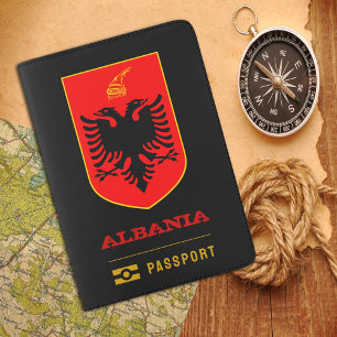 Albania Passport, Albanian coat of arms / flag Passport Holder