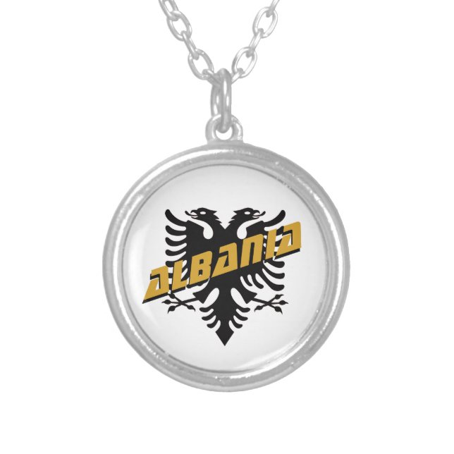 Albania Patriotic & Albanian Flag Elegant Silver Plated Necklace (Front)