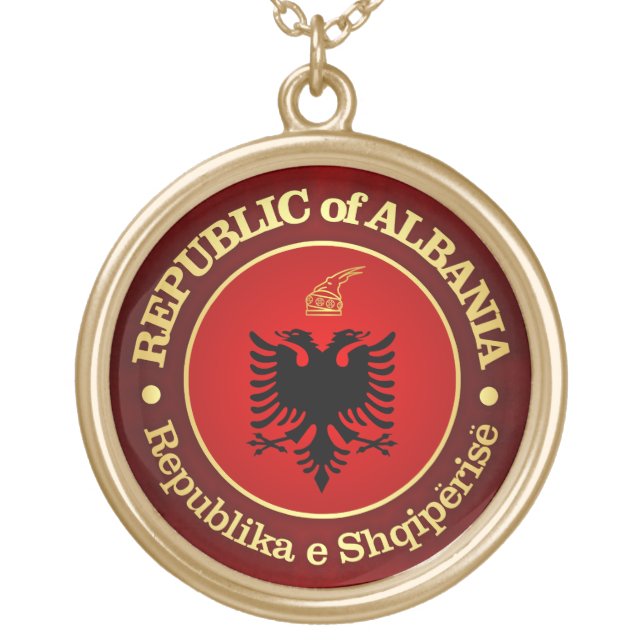 Albania (rd) gold plated necklace (Front)