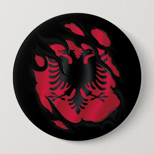 Albania Ripped Flag Button (Front)