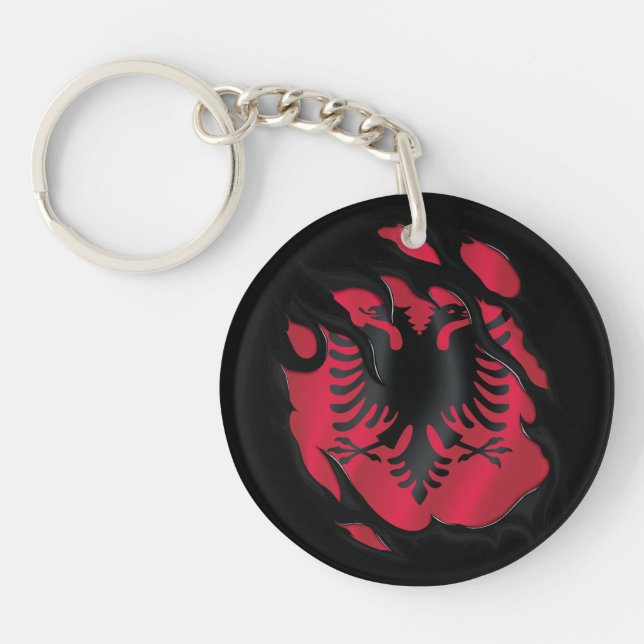 Albania Ripped Flag Keychain (Front)