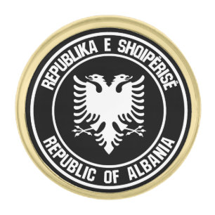 Albania Round Emblem Gold Finish Lapel Pin