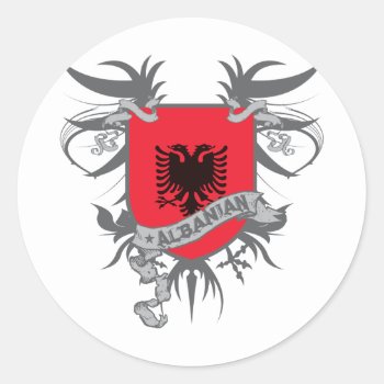 Albania Shield 3 Classic Round Sticker by brev87 at Zazzle