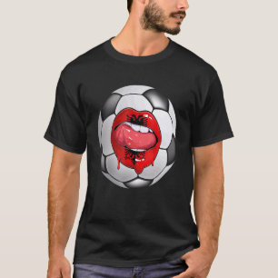 Albania Soccer Fan Albanian Flag Mouth T-Shirt