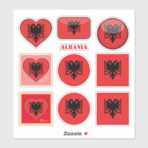 Gift Sticker : Albania Flag USA American Chest Albanian Expat