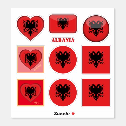 Albania stickers  Albanian Flag Heart sports