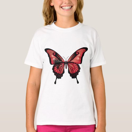 Albania Swallowtail Butterfly Flag Sticker T_Shirt