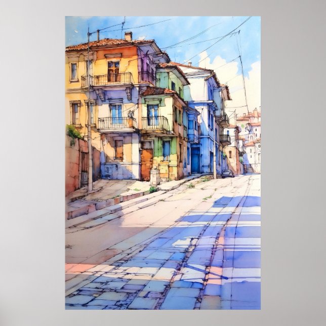 Albania Tirana Old Street Painting Poster (Front)