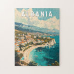 Albania Travel Art Vintage Jigsaw Puzzle<br><div class="desc">Albania vector artwork design. Albania,  on Southeastern Europe’s Balkan Peninsula,  is a small country with Adriatic and Ionian coastlines and an interior crossed by the Albanian Alps.</div>
