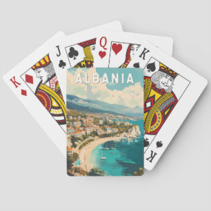 Albania Travel Art Vintage Poker Cards