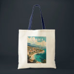 Albania Travel Art Vintage Tote Bag<br><div class="desc">Albania vector artwork design. Albania,  on Southeastern Europe’s Balkan Peninsula,  is a small country with Adriatic and Ionian coastlines and an interior crossed by the Albanian Alps.</div>