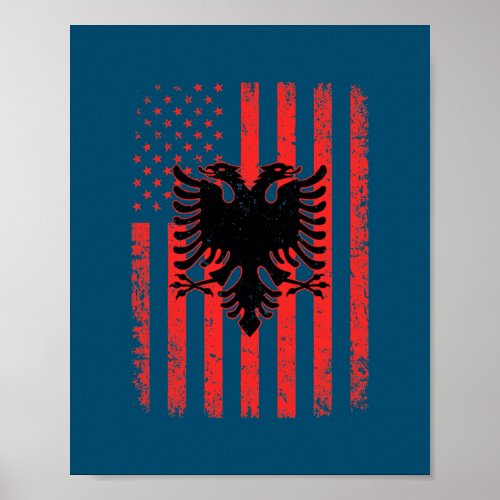 Albania USA Flag Patriotic American Albanian Flag Poster
