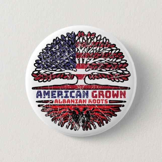 Albanian Albania US American USA United States Button (Front)