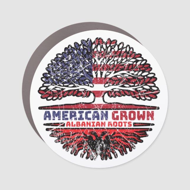 Albanian Albania US American USA United States Car Magnet (Front)