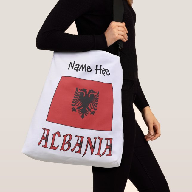 Albanian Albanian Flag Personalized  Crossbody Bag (Close Up)