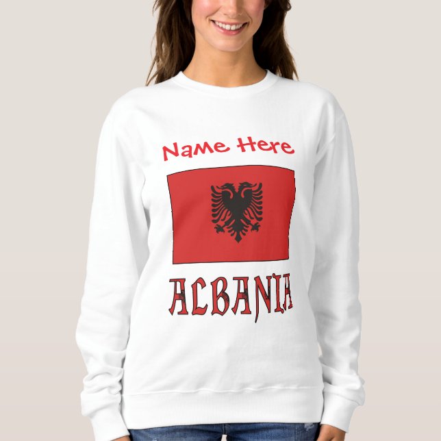 Albanian Albanian Flag Red Personalized Women's  Sweatshirt (Front)