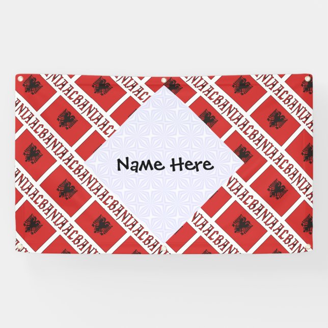 Albanian Albanian Flag Tiled Personalized  Banner (Horizontal)