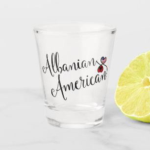 Albanian American Entwined Hearts  Shot Glass