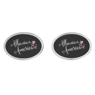Albanian American Flag Heart, Albania Cufflinks