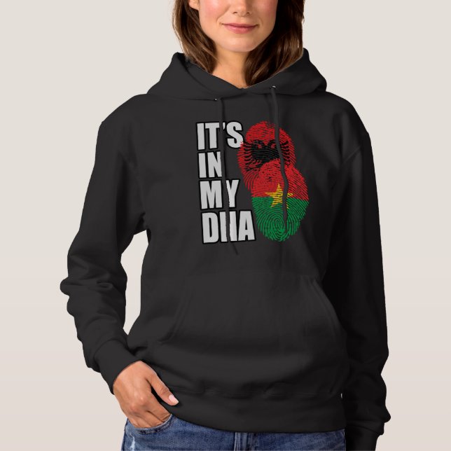 Albanian And Burkinabé Mix DNA Flag Heritage Hoodie (Front)
