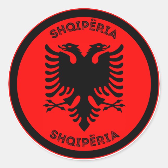 Albanian Black Eagle Circle Shape  Classic Round Sticker (Front)