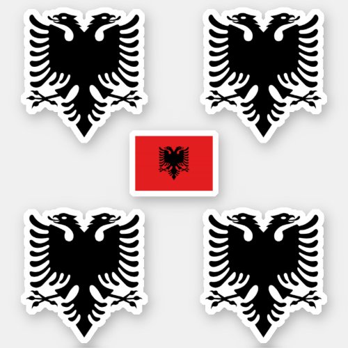 Albanian coat of arms and flag Sticker