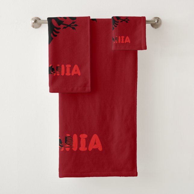 Albanian Coat of arms Bath Towel Set (Insitu)