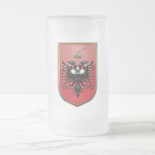 Albanian Coat of arms Frosted Glass Beer Mug
