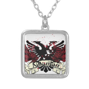 albanian eagle silver plated necklace