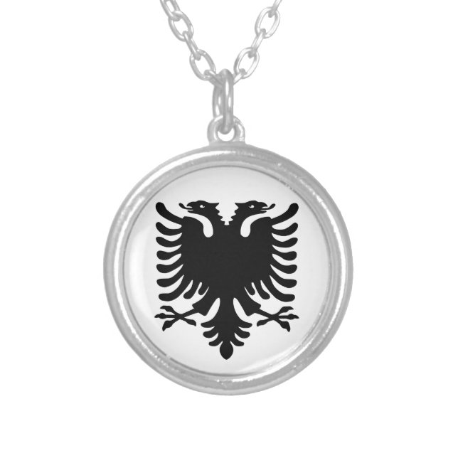 Albanian Eagle. Silver Plated Necklace (Front)