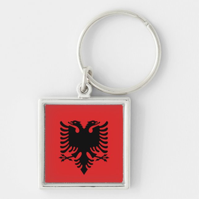 Albanian flag & Albania holiday, travel /sports Keychain (Front)