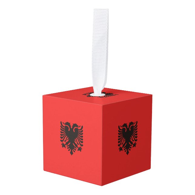 Albanian Flag All Over Cube Ornament (Front Angled)