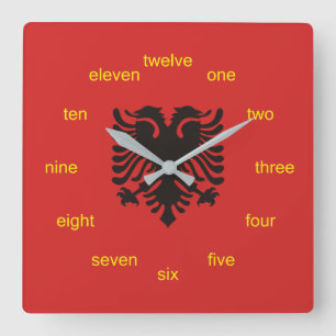 Albanian Flag All Over Square Wall Clock
