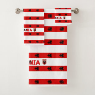Albanian flag bath towel set