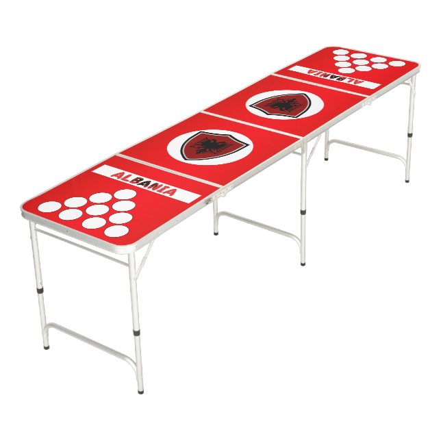 Albanian flag beer pong table (Angled)