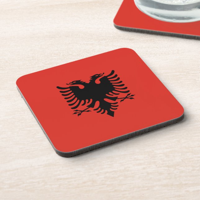 Albanian flag beverage coaster (Left Side)