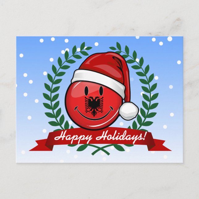 Albanian Flag Christmas Style Holiday Postcard (Front)