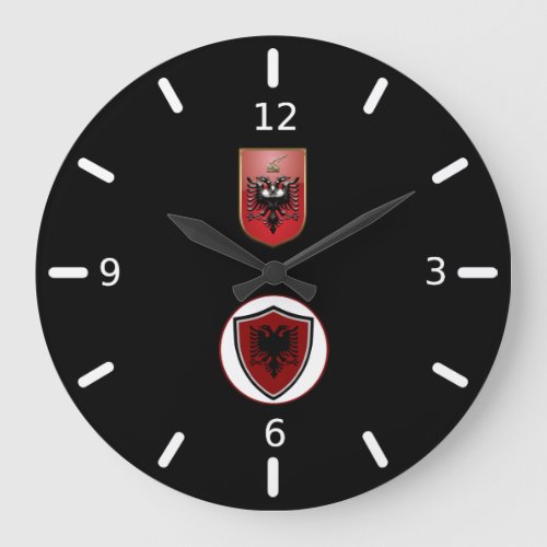 Albanian flag_coat arms large clock