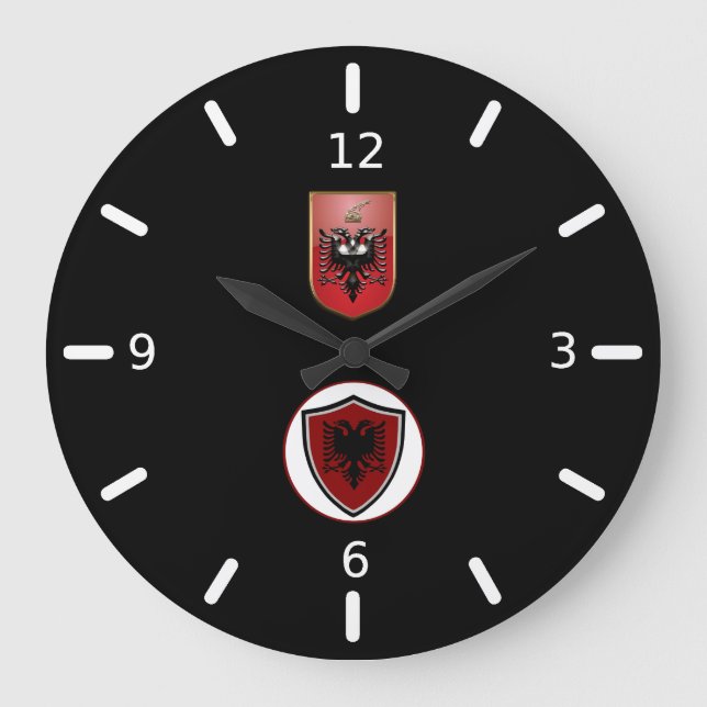 Albanian flag-coat arms large clock (Front)